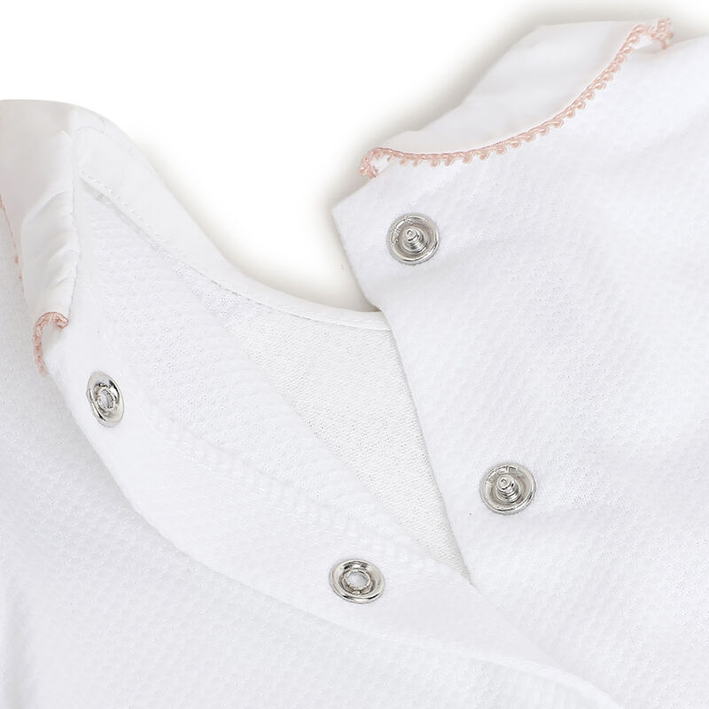 Girls White Applique Leg Opening Babysuit image number 4